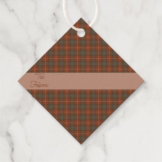 Fraser Red Weathered Original Scottish Tartan Geschenkanhänger (Rückseite)