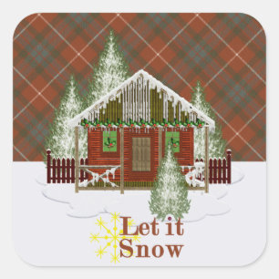 Fraser Red Weathered Original Scottish Tartan Quadratischer Aufkleber