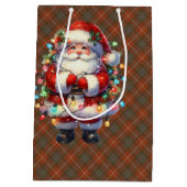 Fraser Red Weathered Scottish Tartan Christmas Mittlere Geschenktüte (Rückseite)