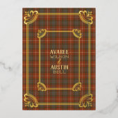 Fraser Red Weathered Tartan Gold Einladung (Vorderseite)