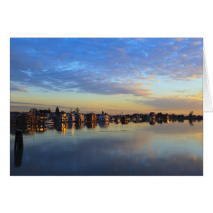Fraser River, Hausboote bei Sonnenuntergang