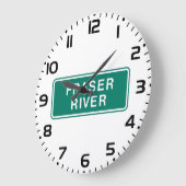 Fraser River Highway Sign British Columbia Kanada Große Wanduhr (Winkel)