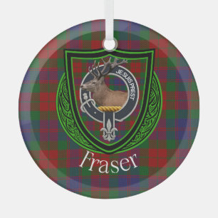Fraser-Schottischer Clan-Tartan und -Wappen Ornament Aus Glas