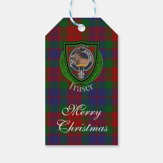 Fraser schottischer Clan Tartan & Wappen Geschenkanhänger (Vorderseite)