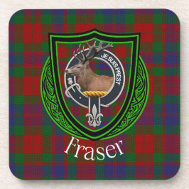 Fraser schottischer Clan Tartan & Wappen Getränkeuntersetzer