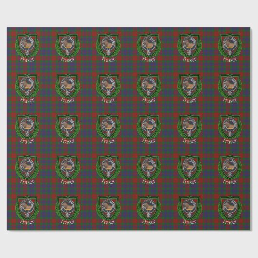 Fraser Scottish Clan Tartan & Crest Geschenkpapier (Flach)