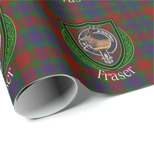 Fraser Scottish Clan Tartan & Crest Geschenkpapier (Rolleneckpunkt)