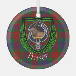 Fraser Scottish Clan Tartan & Crest Ornament Aus Glas
