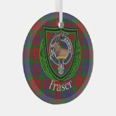 Fraser Scottish Clan Tartan & Crest Ornament Aus Glas (Vorderseite Rechts)