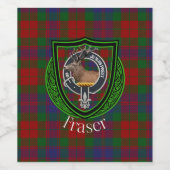 Fraser Scottish Clan Tartan & Crest Weinetikett (Einzelnes Label)