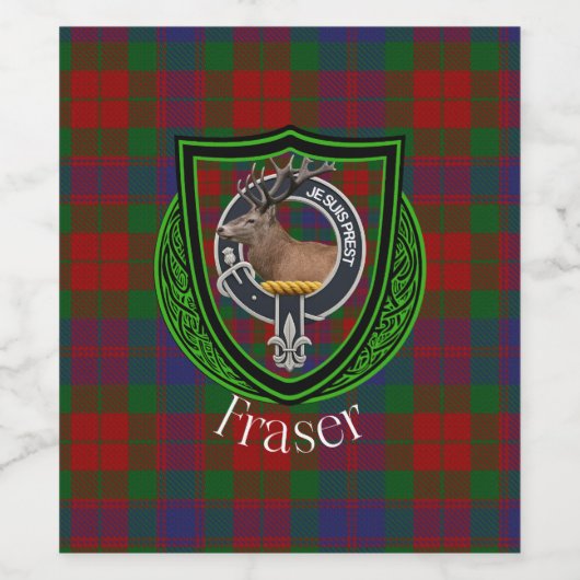 Fraser Scottish Clan Tartan & Crest Weinetikett (Einzelnes Label)