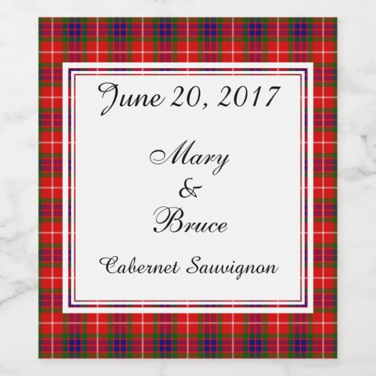 Fraser Scottish Wedding Wine Label Weinetikett (Einzelnes Label)