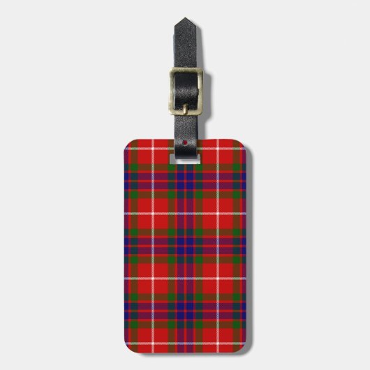 Fraser tartan red blue lila kariert gepäckanhänger (Vorderseite vertikal)
