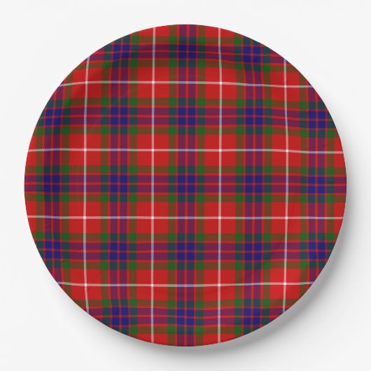 Fraser tartan red blue lila kariert pappteller (Vorderseite)