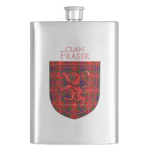 Fraser Tartan Scottish Kariert Lion Rampant Flachmann