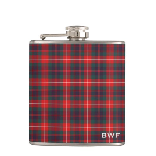 Fraser von Lovat Clan Tartan Monogram Flachmann (Vorderseite)