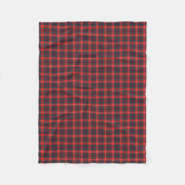 Fraser von Lovat Red and Navy Blue Modern Tartan Fleecedecke