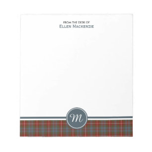 Fraser von Lovat verwitterte Tartan-Monogramm Notizblock