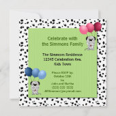 Fratern Twins 4. Geburtstag Party mit Green Einladung (Rückseite)