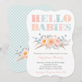 Fraternal Boy Girl Twins Genderless Baby Dusche Einladung