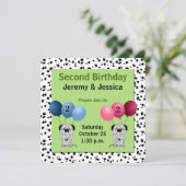 Fraternal Twins 2. Geburtstag Party Grün Einladung (Stehend Vorderseite)