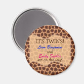 Fraternal Twins - Giraffe Themed Baby Dusche Magnet (Vorderseite/Rückseite)