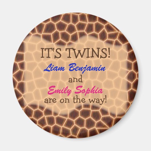 Fraternal Twins - Giraffe Themed Baby Dusche Magnet (Vorne)