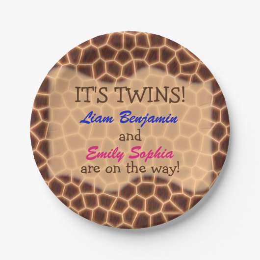 Fraternal Twins - Giraffe Themed Baby Dusche Pappteller (Vorderseite)
