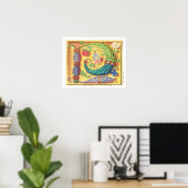 Frau 134 Leuchtender Buchstabe 'P', mit Blumen ver Poster (Heimbüro)