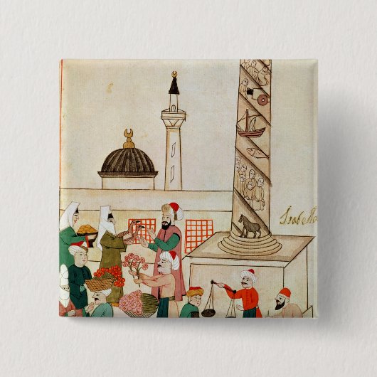 Frau 1671 ein Basar in Istanbul, c.1580 Button (Vorderseite)