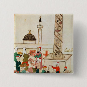 Frau 1671 ein Basar in Istanbul, c.1580 Button
