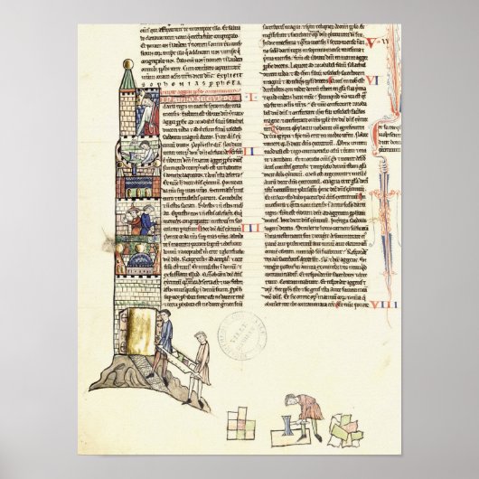 Frau 21 f.167v Bau eines Turms Poster (Vorne)