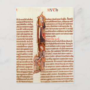 Frau 21 fol.97 Ruth und Boaz, aus einer Bibel Postkarte