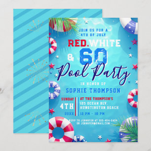 Frau 4. Juli Poolparty Erwachsene 60. Geburtstag Einladung