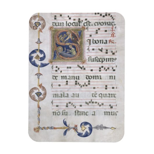 Frau 564 f.13v Page mit einer Historisierung der e Magnet (Vertikal)