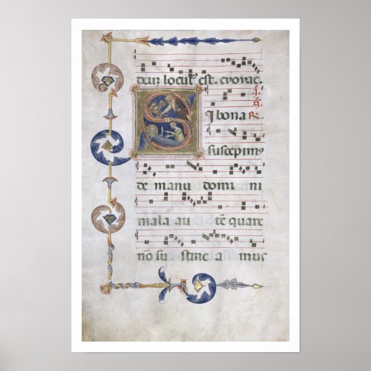 Frau 564 f.13v Page mit einer Historisierung der e Poster (Vorne)