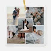 Frau 5 Foto Collage Erstes Weihnachtsmongramm Keramikornament (Vorderseite)