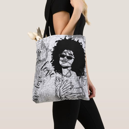 Frau Afro Liebe Graffiti Tasche (Von Nahem)