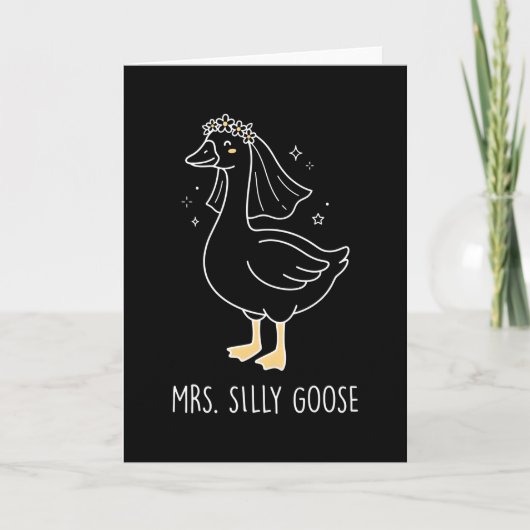 Frau Alberne Gans Spielende Braut Humor Hochzeit Karte (Vorderseite)