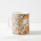 Frau Alphonse Mucha mit Gänseblümchen-Kunst Kaffeetasse (Vorderseite Links)