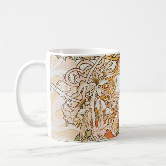 Frau Alphonse Mucha mit Gänseblümchen-Kunst Kaffeetasse (Links)