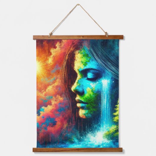 Frau als Erde: Das Embodiment von Natur und Leben Wandteppich Mit Holzrahmen (Vorderseite)