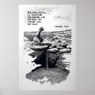 Frau am Brunnen-Kunstposter Genesis 24 18 Poster