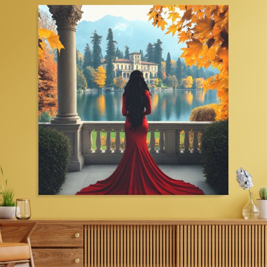 Frau am Comer See Blick Italien Leinwand Kunst (Insitu (Wohnzimmer))