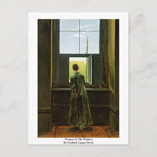 Frau am Fenster von Friedrich Caspar David Postkarte (Vorderseite)
