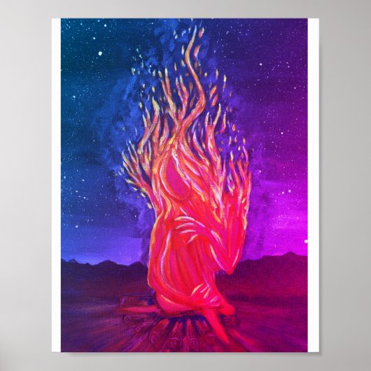 Frau am Feuer Poster (Vorne)