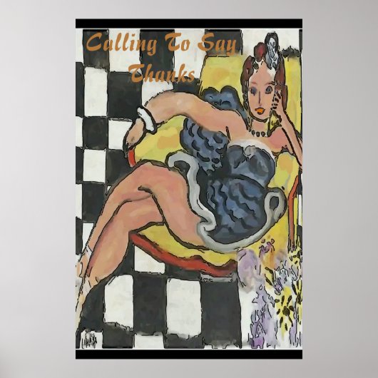 Frau am Handy Abstrakt, Matisse Style Poster (Vorne)