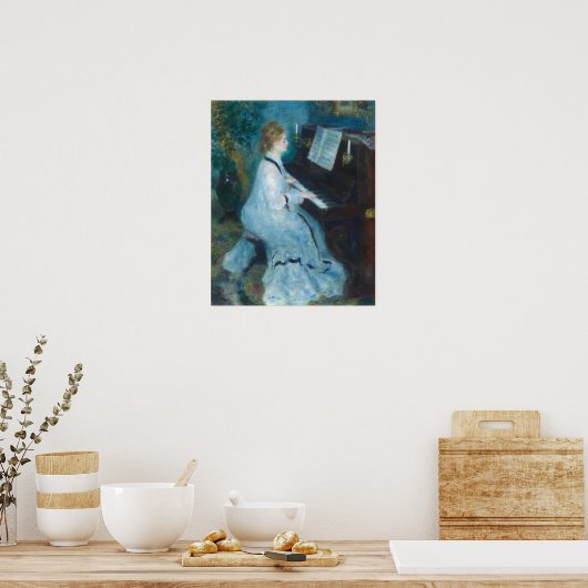 Frau am Klavier von Renior Wall Art Print Poster (Küche)
