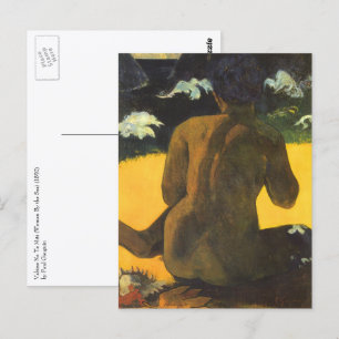Frau am Meer von Paul Gauguin, Vintage Kunst Postkarte