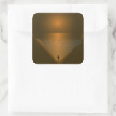 FRAU AM MEERESSOUNSET QUADRATISCHER AUFKLEBER (Tasche)